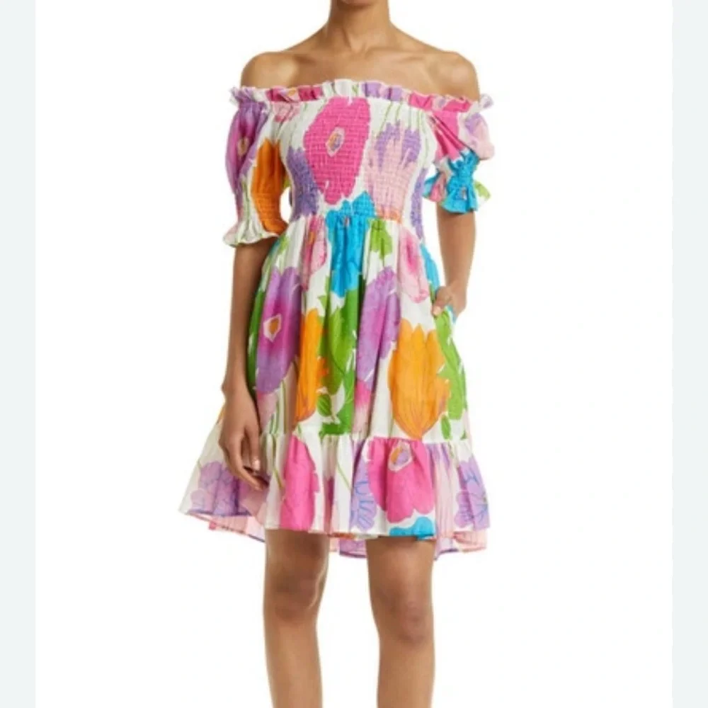 Mille Kiki Floral Print Off the Shoulder Minidress - Picture 1 of 8